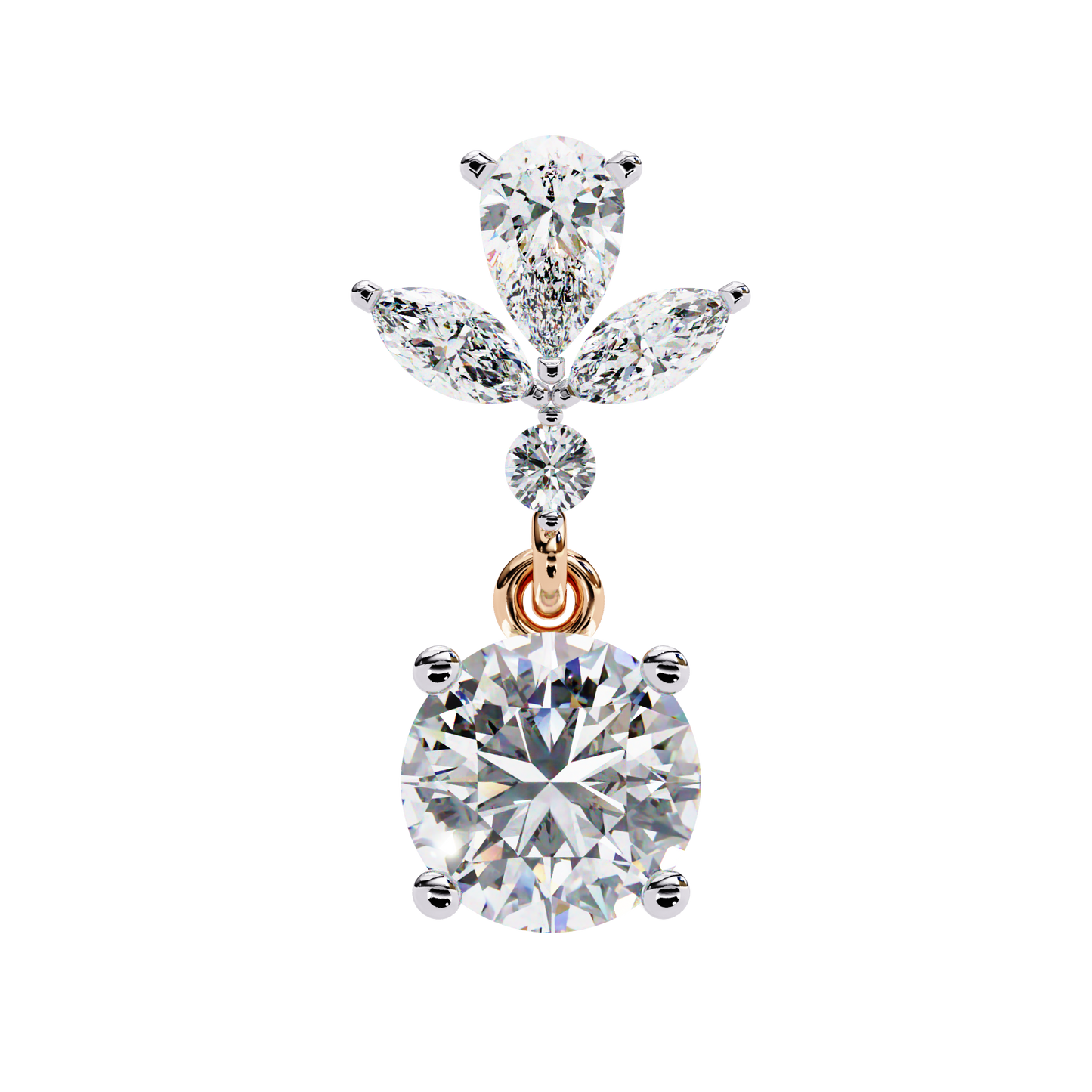 1.16 Ct Round Lab Grown Diamond Dangle Drop Earrings