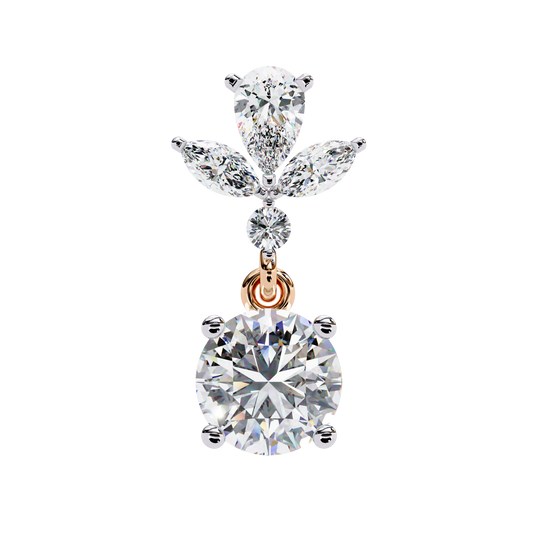 1.16 Ct Round Lab Grown Diamond Dangle Drop Earrings