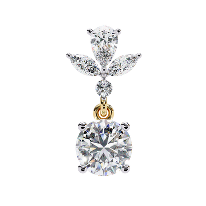 1.16 Ct Round Lab Grown Diamond Dangle Drop Earrings