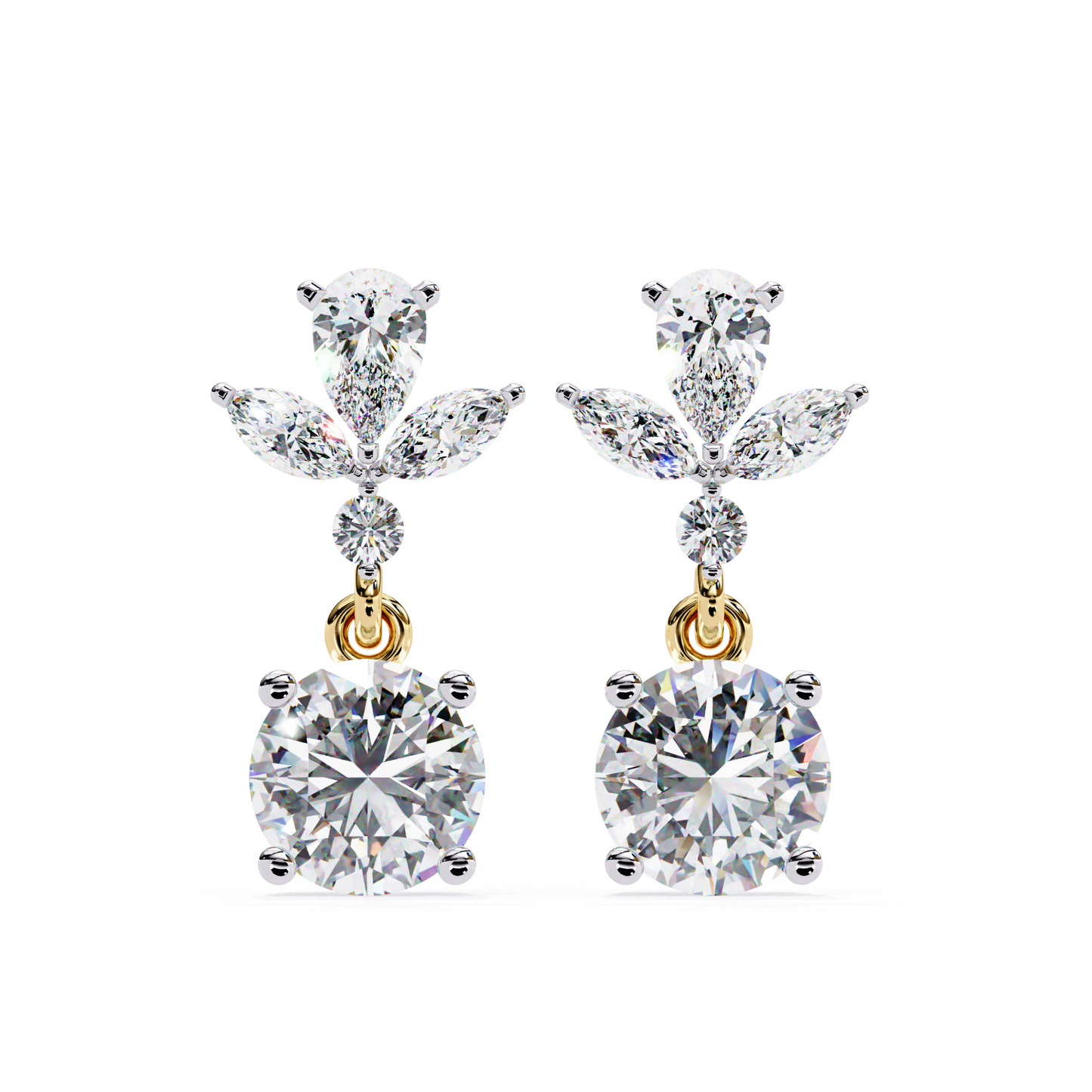 1.16 Ct Round Lab Grown Diamond Dangle Drop Earrings