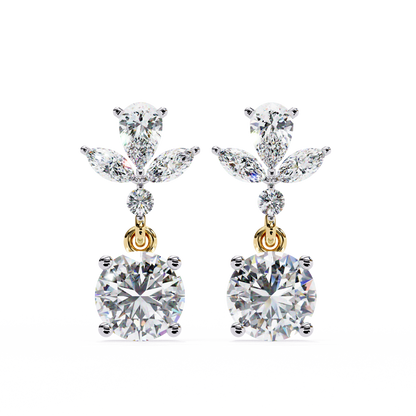 1.16 Ct Round Lab Grown Diamond Dangle Drop Earrings