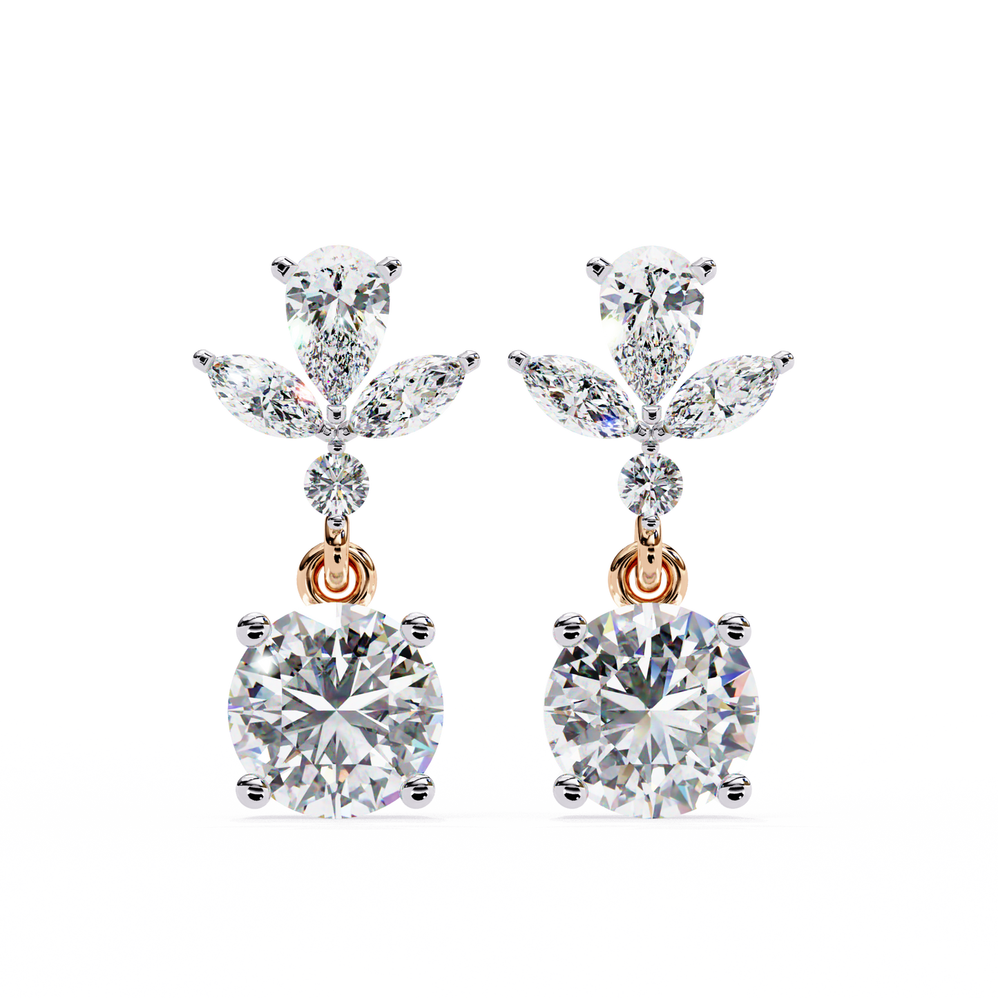 1.16 Ct Round Lab Grown Diamond Dangle Drop Earrings