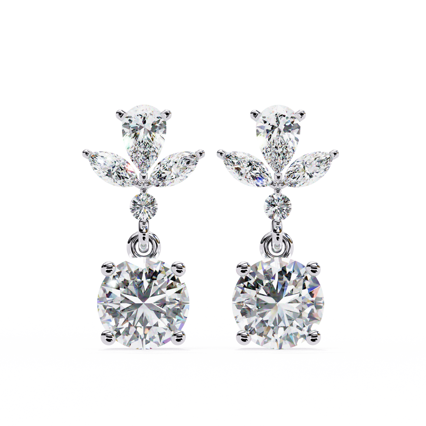 1.16 Ct Round Lab Grown Diamond Dangle Drop Earrings