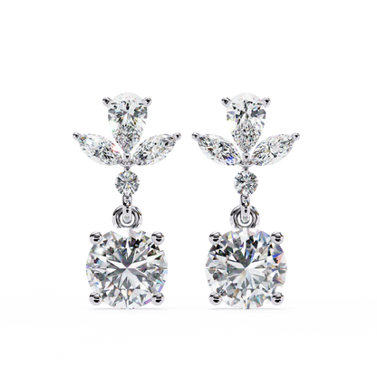 1.16 Ct Round Lab Grown Diamond Dangle Drop Earrings