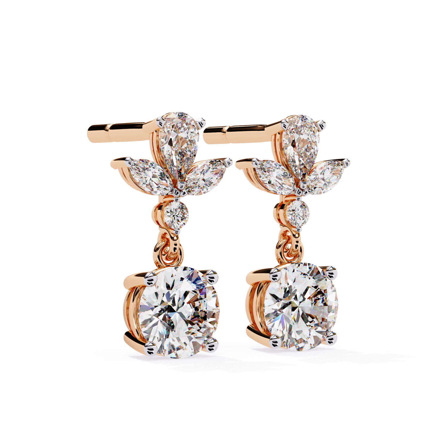 1.16 Ct Round Lab Grown Diamond Dangle Drop Earrings
