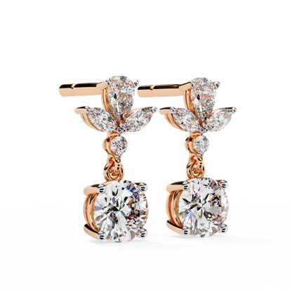 1.16 Ct Round Lab Grown Diamond Dangle Drop Earrings