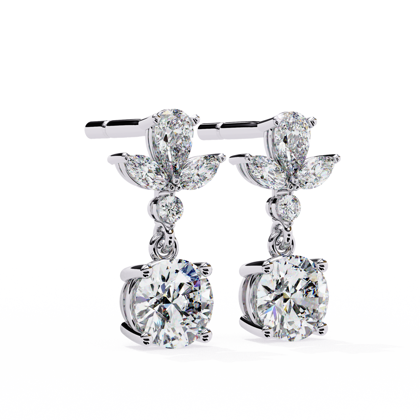 1.16 Ct Round Lab Grown Diamond Dangle Drop Earrings