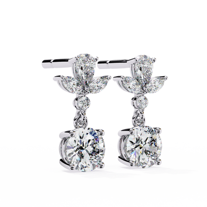 1.16 Ct Round Lab Grown Diamond Dangle Drop Earrings