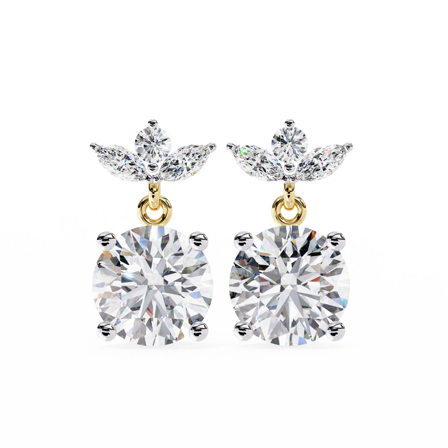 Drop & Dangle Round & Marquise Earrings – 2.02 Ct Lab‑Grown Diamonds