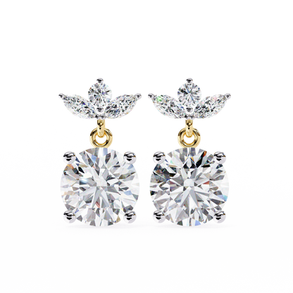 Drop & Dangle Round & Marquise Earrings – 2.02 Ct Lab‑Grown Diamonds