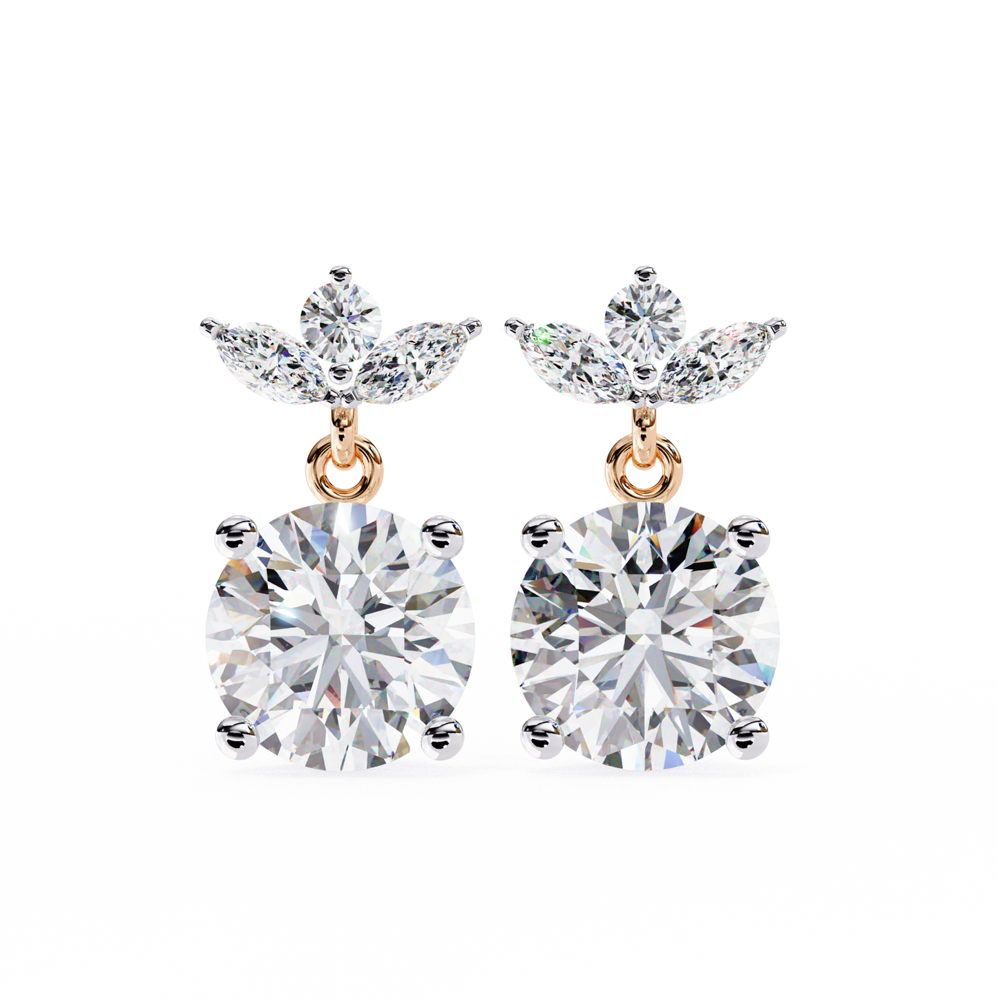 Drop & Dangle Round & Marquise Earrings – 2.02 Ct Lab‑Grown Diamonds