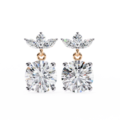 Drop & Dangle Round & Marquise Earrings – 2.02 Ct Lab‑Grown Diamonds