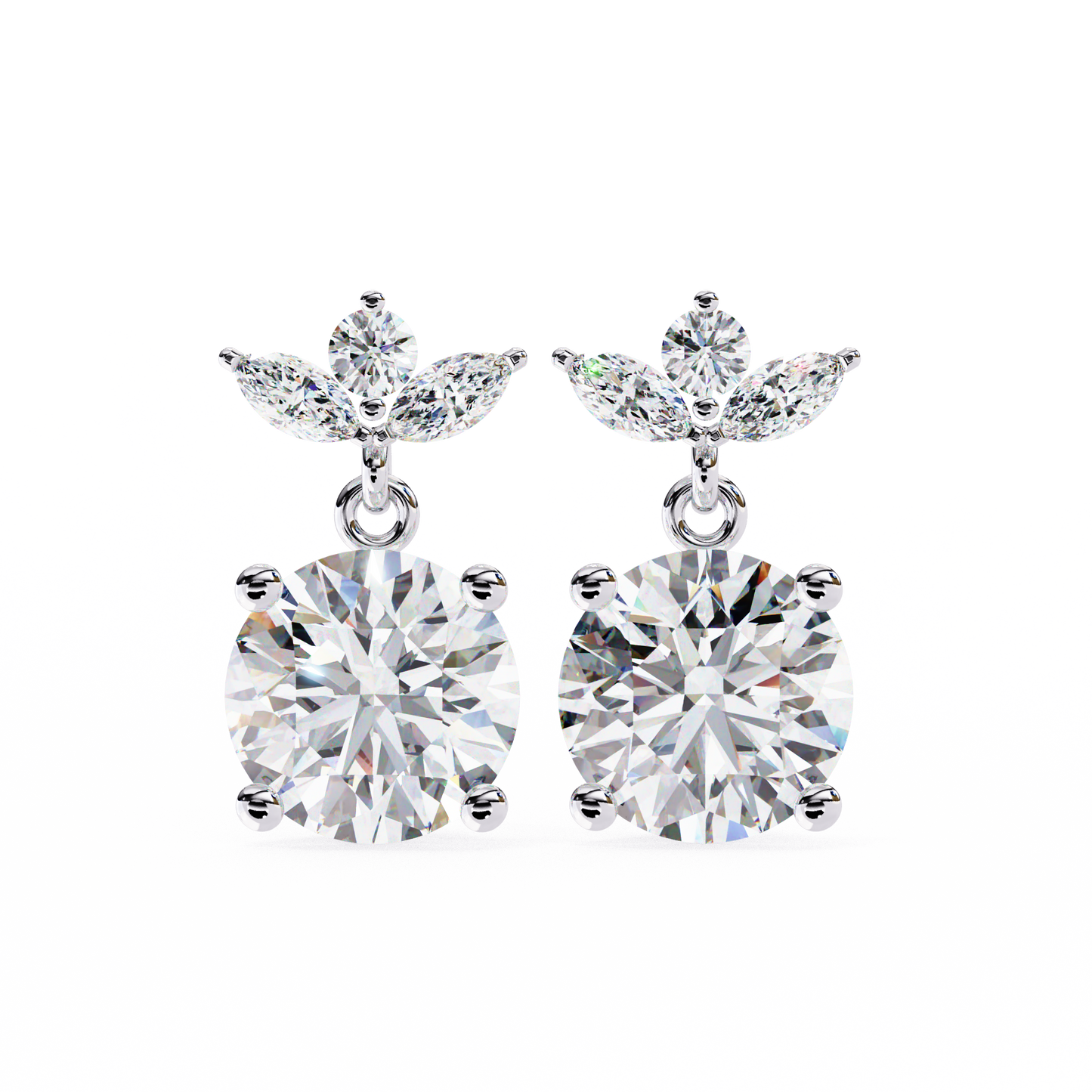 Drop & Dangle Round & Marquise Earrings – 2.02 Ct Lab‑Grown Diamonds
