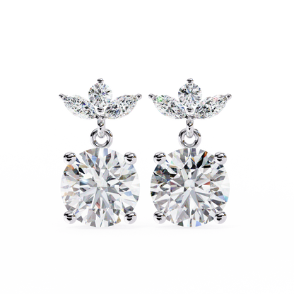 Drop & Dangle Round & Marquise Earrings – 2.02 Ct Lab‑Grown Diamonds