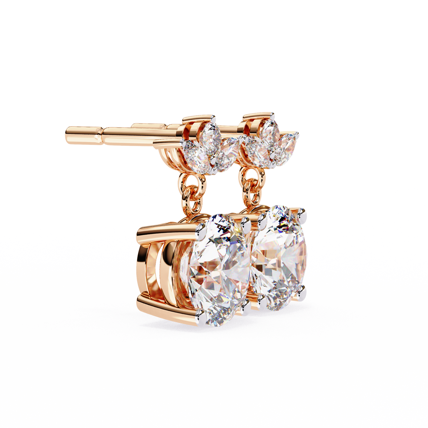 Drop & Dangle Round & Marquise Earrings – 2.02 Ct Lab‑Grown Diamonds