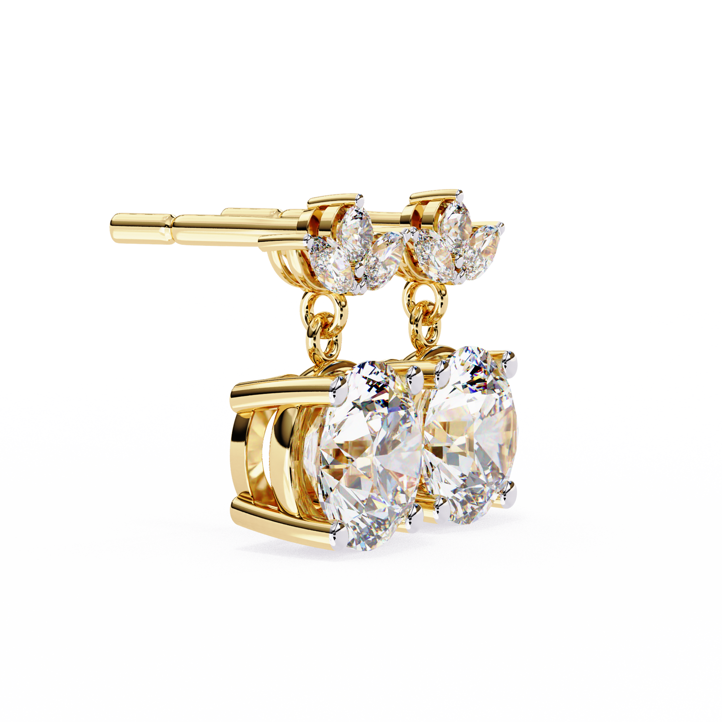 Drop & Dangle Round & Marquise Earrings – 2.02 Ct Lab‑Grown Diamonds