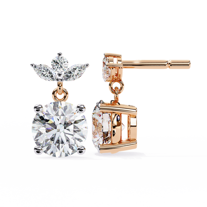 Drop & Dangle Round & Marquise Earrings – 2.02 Ct Lab‑Grown Diamonds