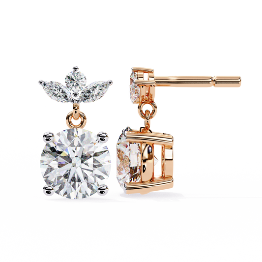 Drop & Dangle Round & Marquise Earrings – 2.02 Ct Lab‑Grown Diamonds