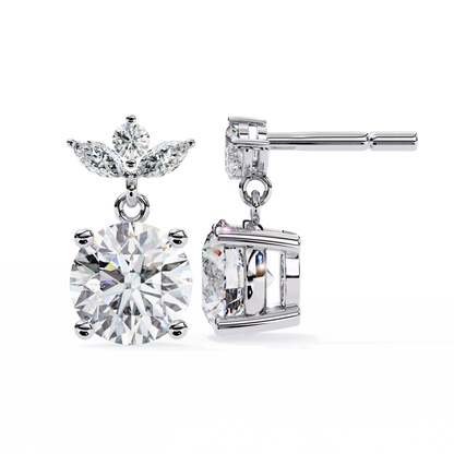Drop & Dangle Round & Marquise Earrings – 2.02 Ct Lab‑Grown Diamonds