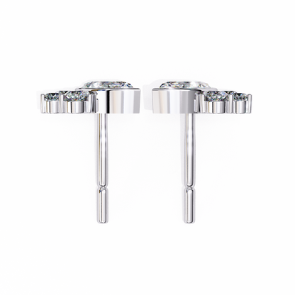 0.47 Ct Marquise Bezel Set with Round Lab grown Diamond Earrings