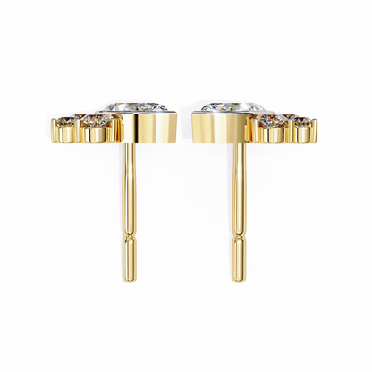 0.47 Ct Marquise Bezel Set with Round Lab grown Diamond Earrings
