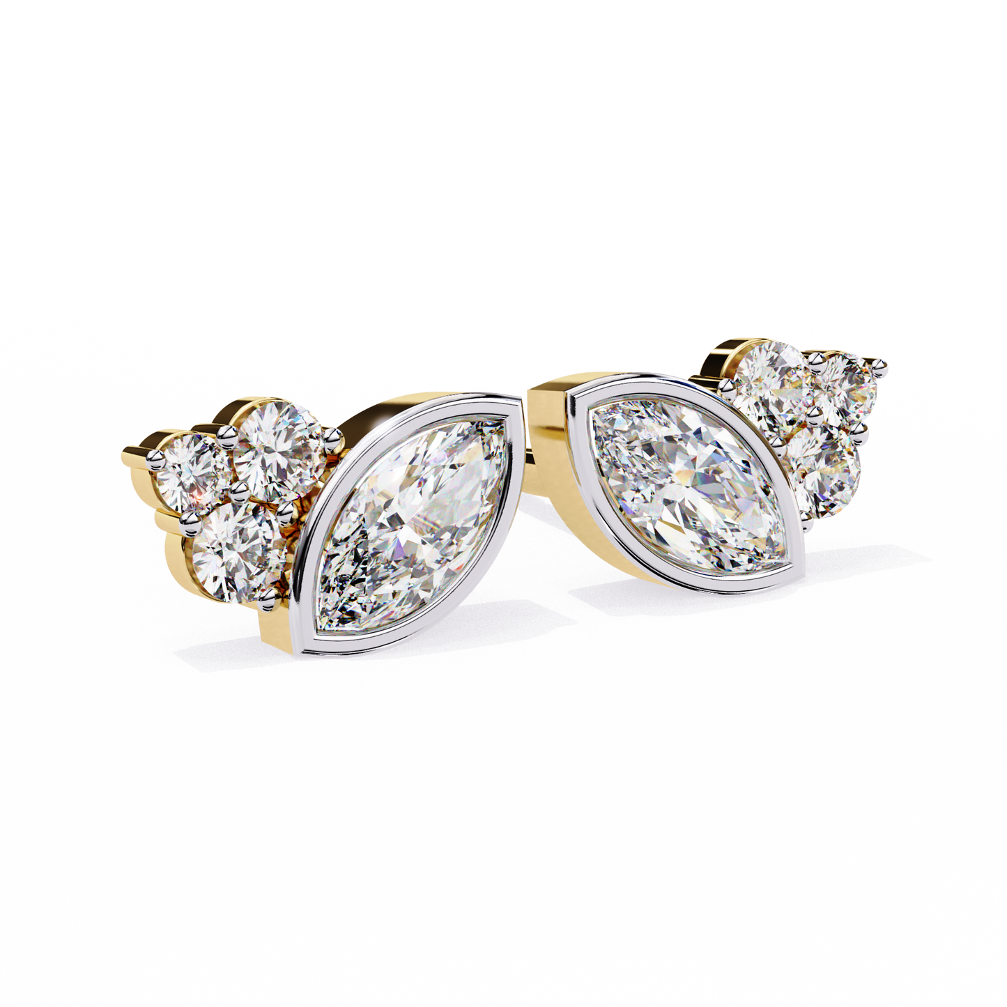 0.47 Ct Marquise Bezel Set with Round Lab grown Diamond Earrings