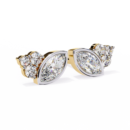0.47 Ct Marquise Bezel Set with Round Lab grown Diamond Earrings