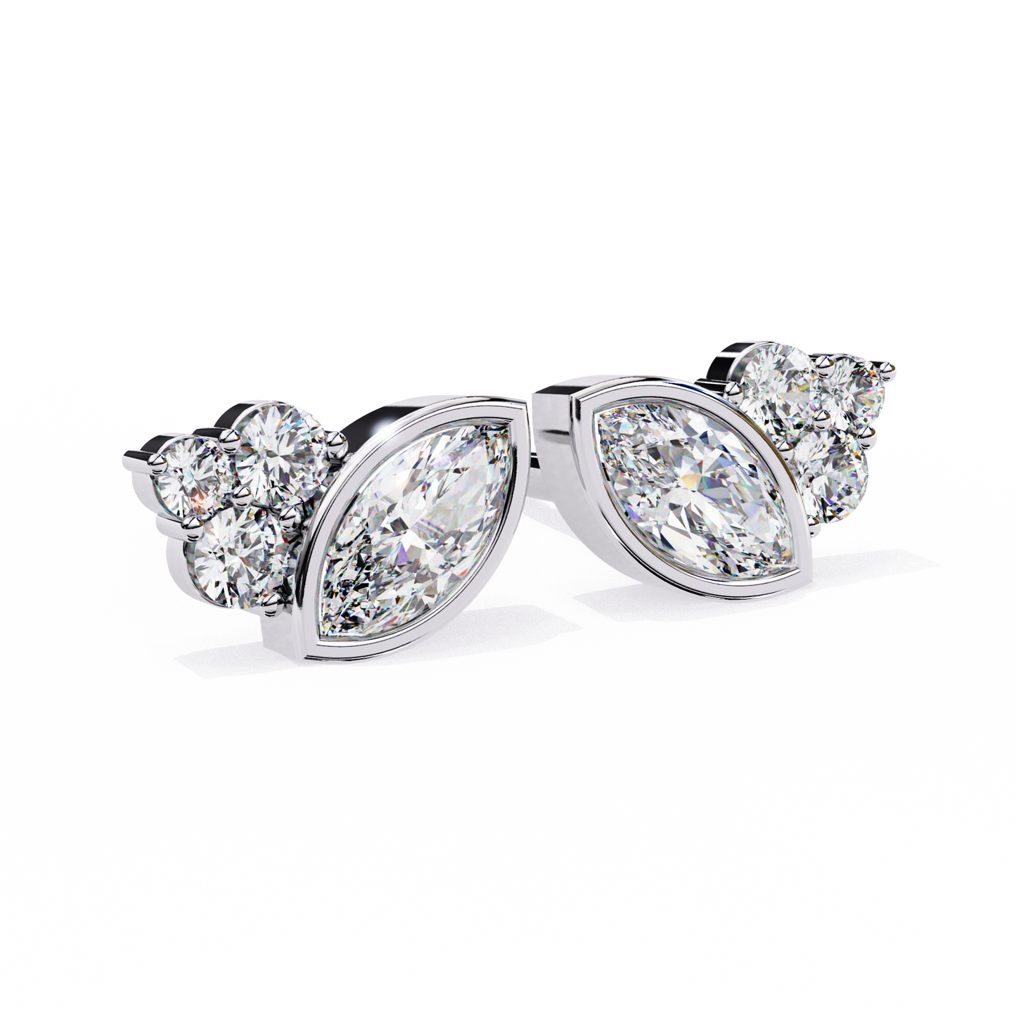 0.47 Ct Marquise Bezel Set with Round Lab grown Diamond Earrings