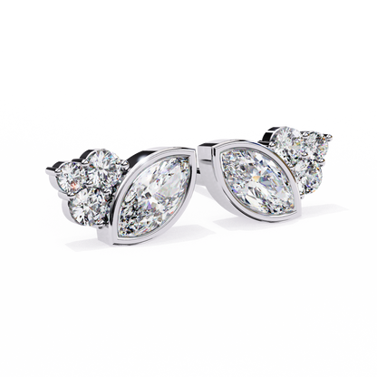 0.47 Ct Marquise Bezel Set with Round Lab grown Diamond Earrings