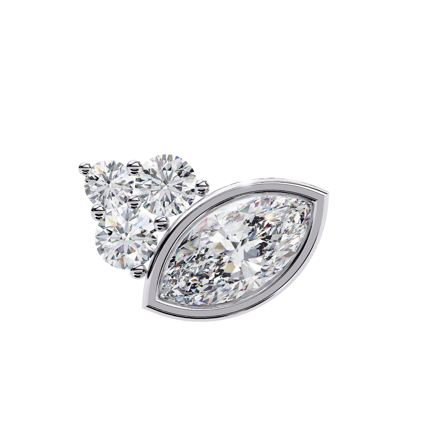 0.47 Ct Marquise Bezel Set with Round Lab grown Diamond Earrings