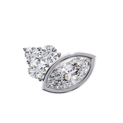 0.47 Ct Marquise Bezel Set with Round Lab grown Diamond Earrings