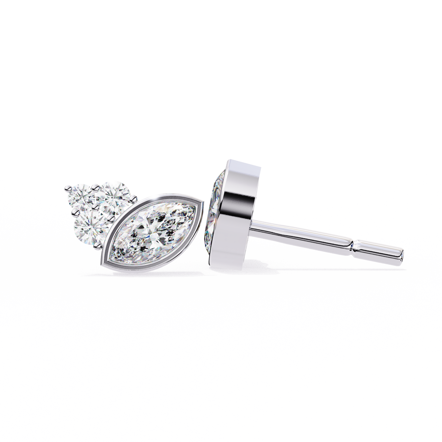 0.47 Ct Marquise Bezel Set with Round Lab grown Diamond Earrings