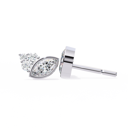 0.47 Ct Marquise Bezel Set with Round Lab grown Diamond Earrings