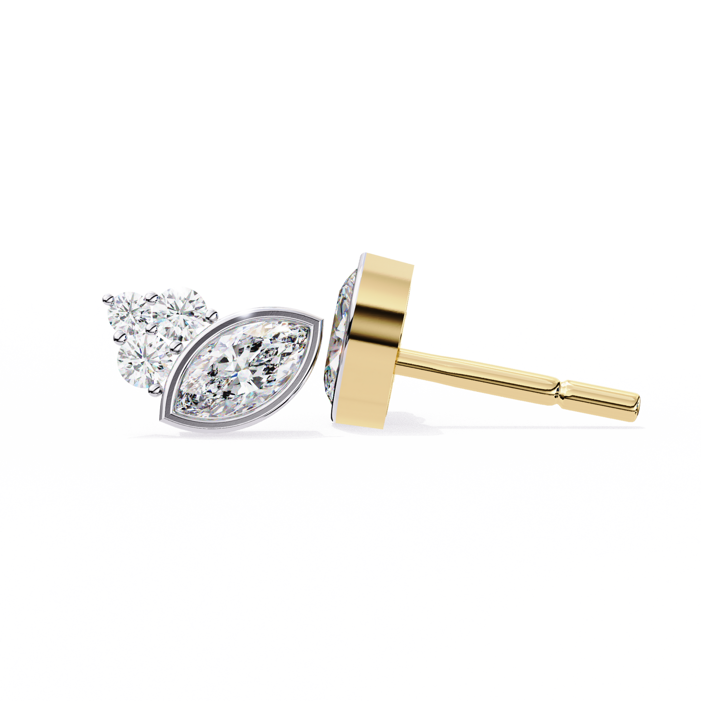 0.47 Ct Marquise Bezel Set with Round Lab grown Diamond Earrings