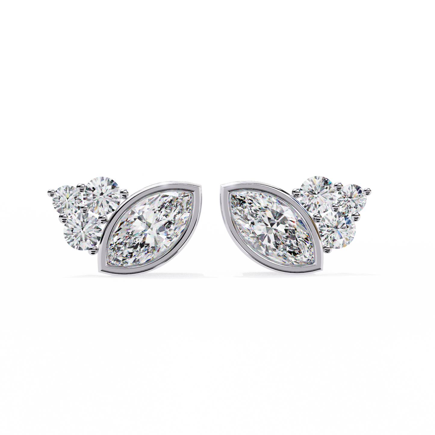 0.47 Ct Marquise Bezel Set with Round Lab grown Diamond Earrings