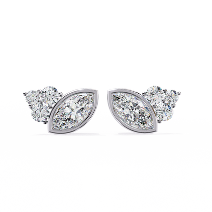 0.47 Ct Marquise Bezel Set with Round Lab grown Diamond Earrings