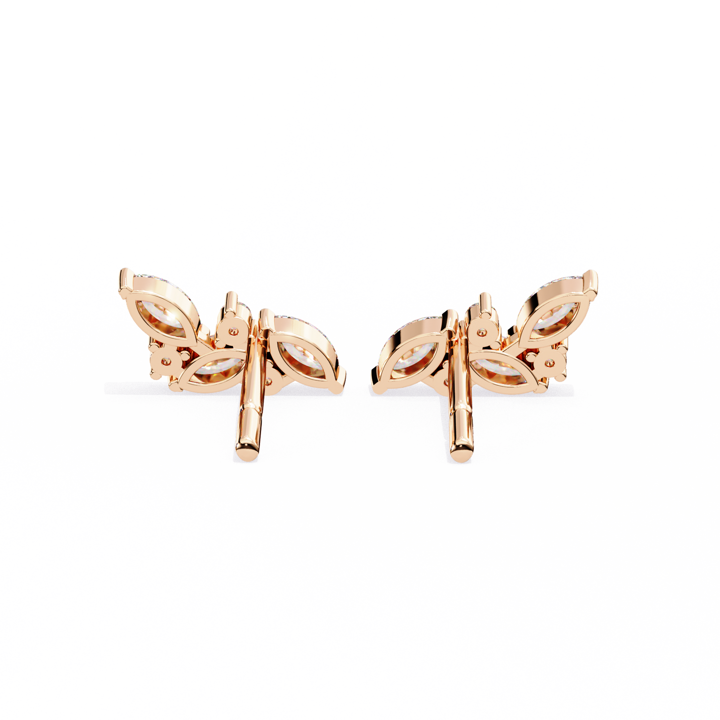 Delicate Wing Design Lab‑Grown Diamond Earrings – 0.35 Ct Marquise & Round