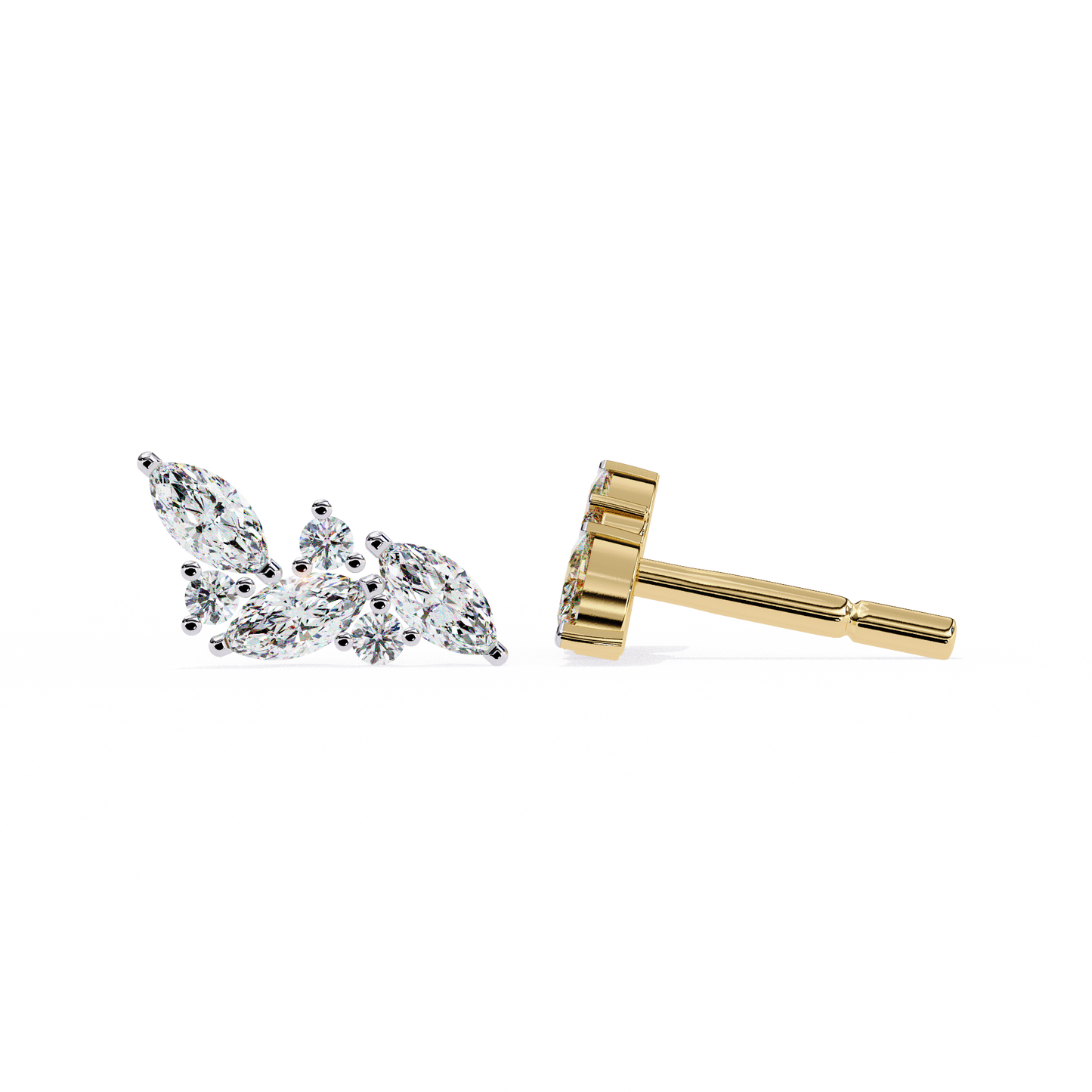 Delicate Wing Design Lab‑Grown Diamond Earrings – 0.35 Ct Marquise & Round