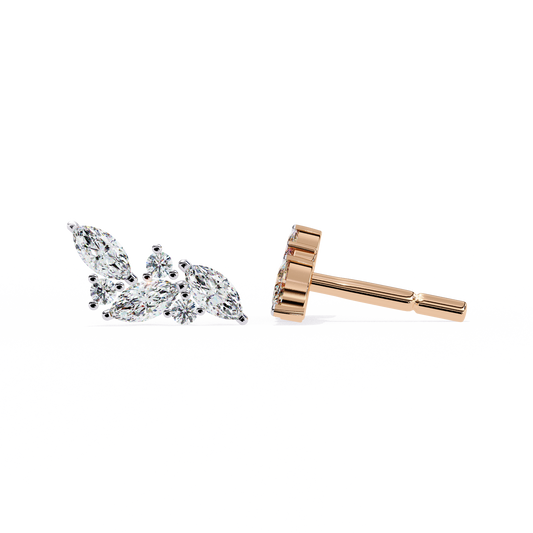 Delicate Wing Design Lab‑Grown Diamond Earrings – 0.35 Ct Marquise & Round