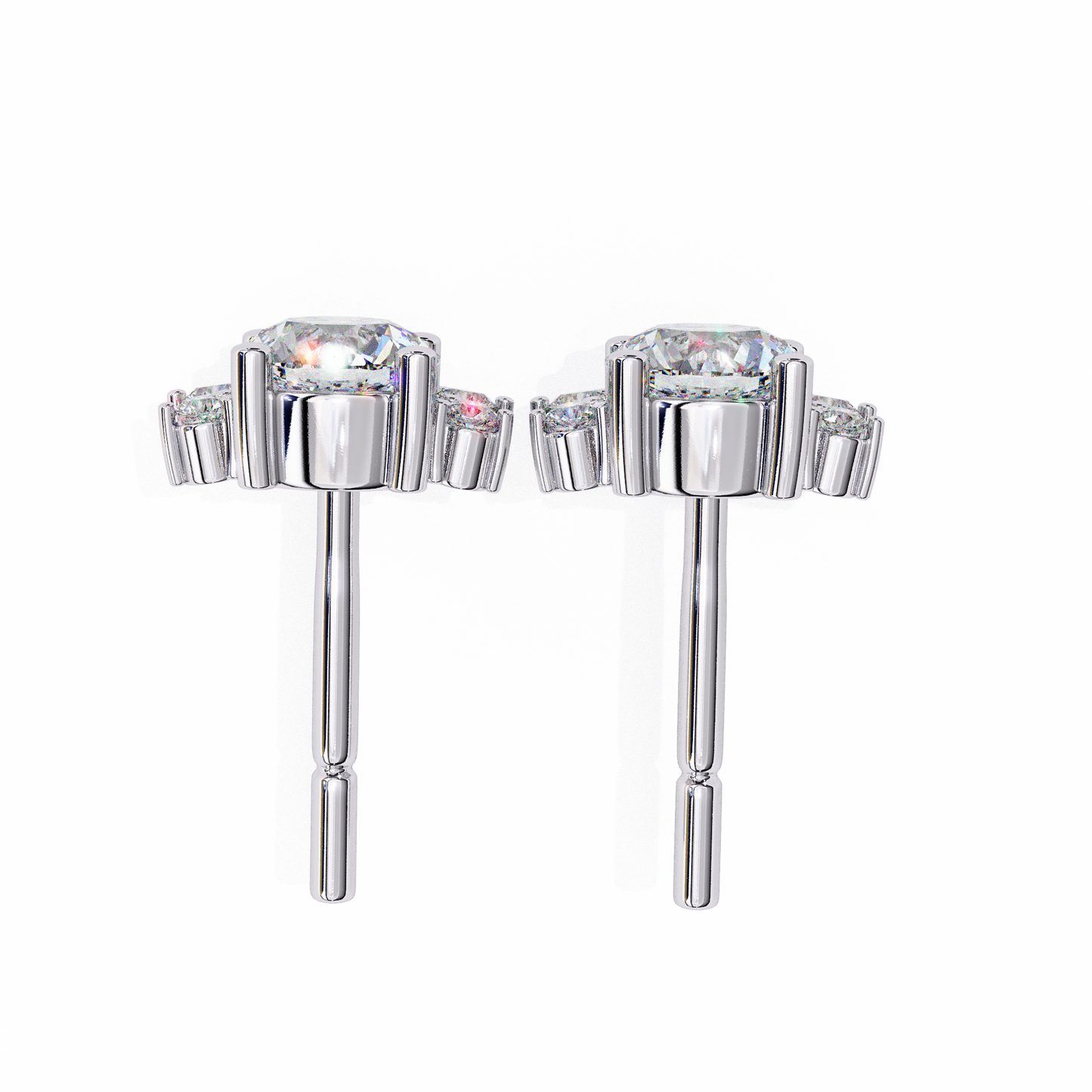 0.68 Ct Lotus Style Round Lab grown Diamond Stud Earrings