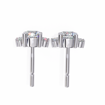0.68 Ct Lotus Style Round Lab grown Diamond Stud Earrings