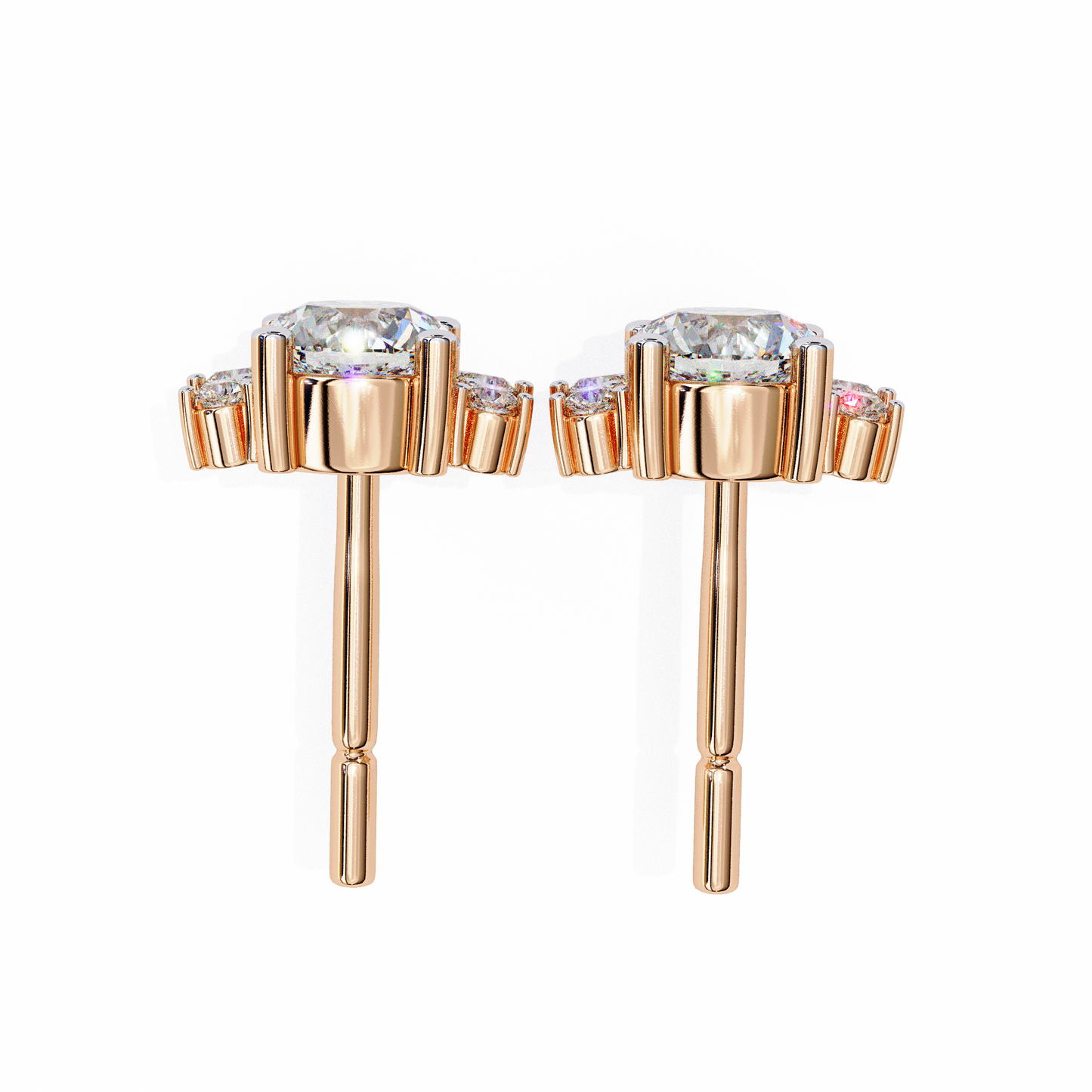 0.68 Ct Lotus Style Round Lab grown Diamond Stud Earrings