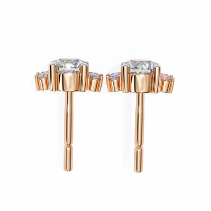 0.68 Ct Lotus Style Round Lab grown Diamond Stud Earrings