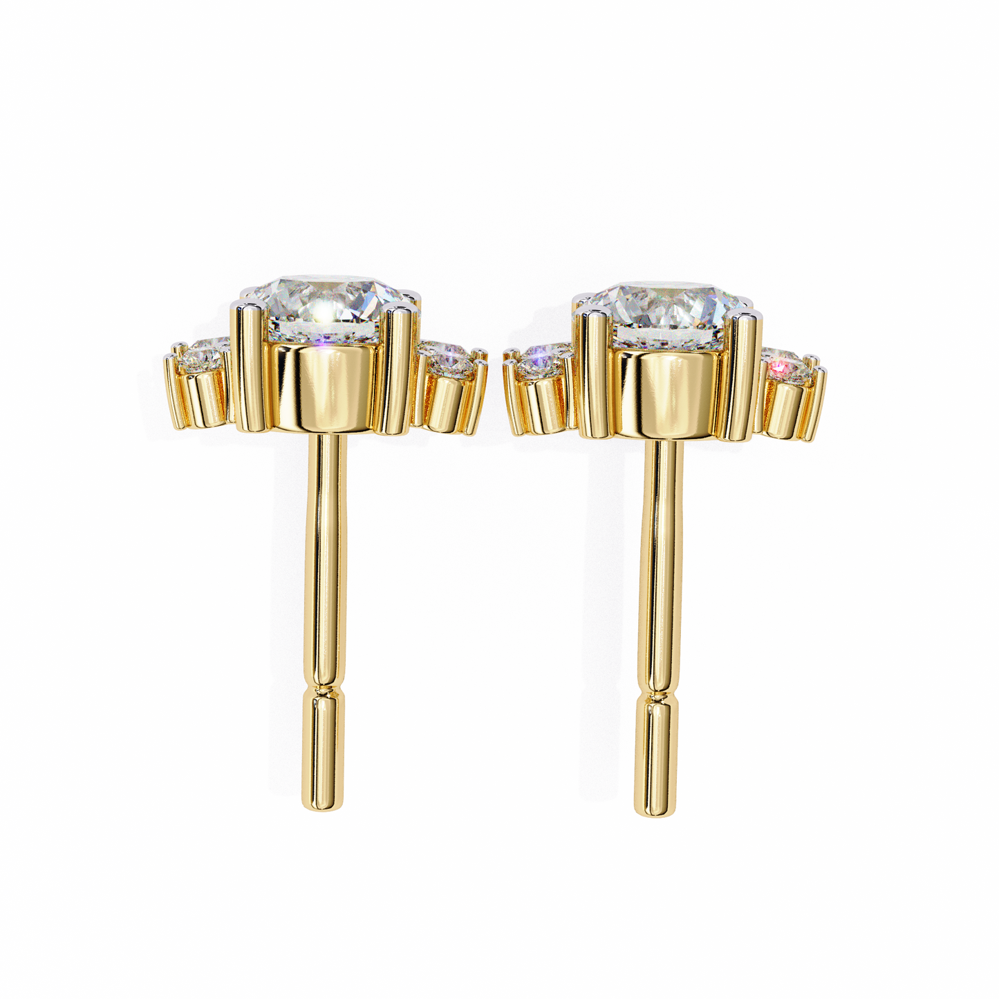 0.68 Ct Lotus Style Round Lab grown Diamond Stud Earrings