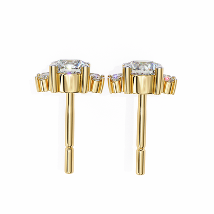 0.68 Ct Lotus Style Round Lab grown Diamond Stud Earrings