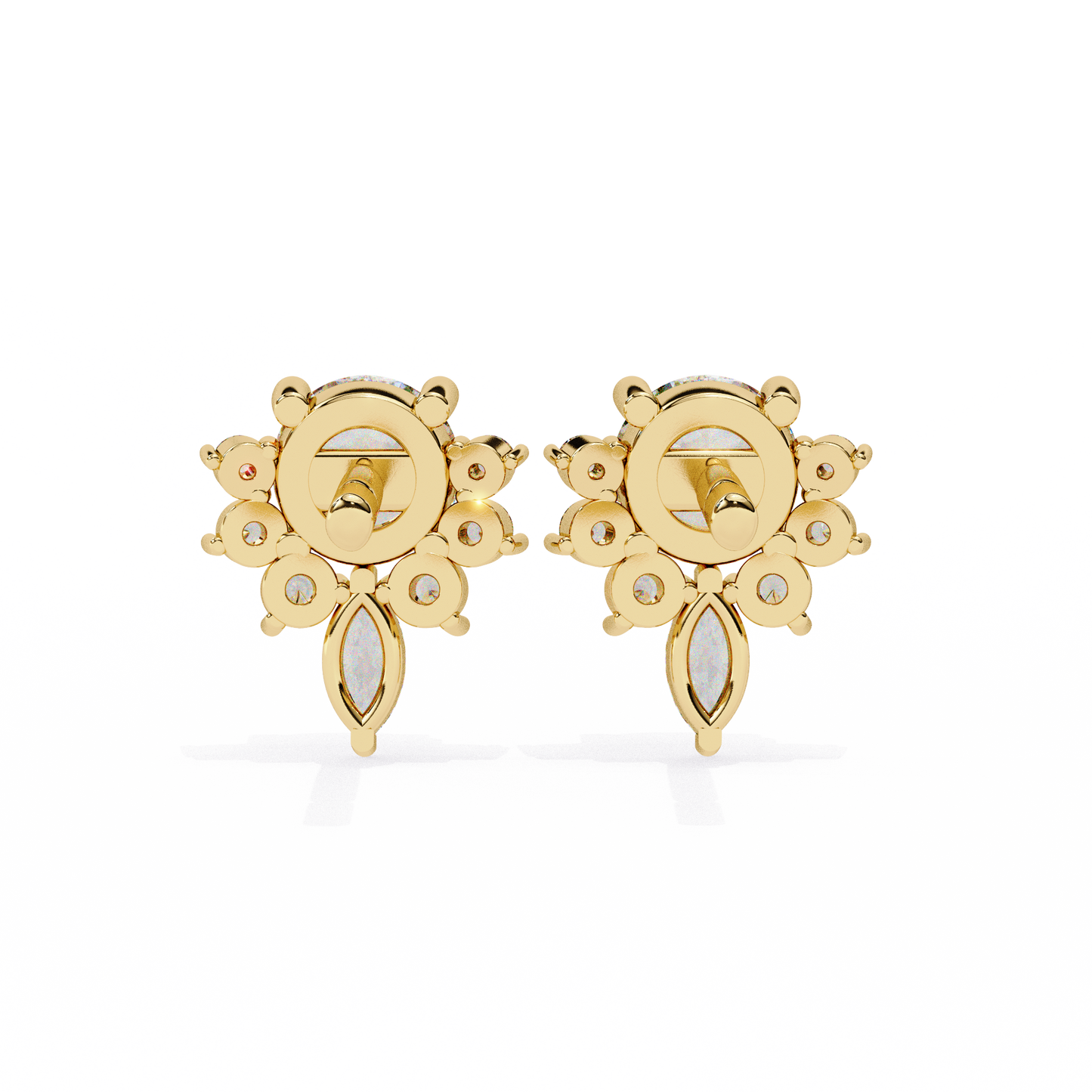 0.68 Ct Lotus Style Round Lab grown Diamond Stud Earrings