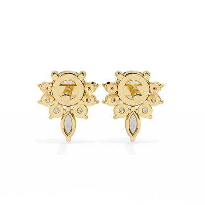 0.68 Ct Lotus Style Round Lab grown Diamond Stud Earrings