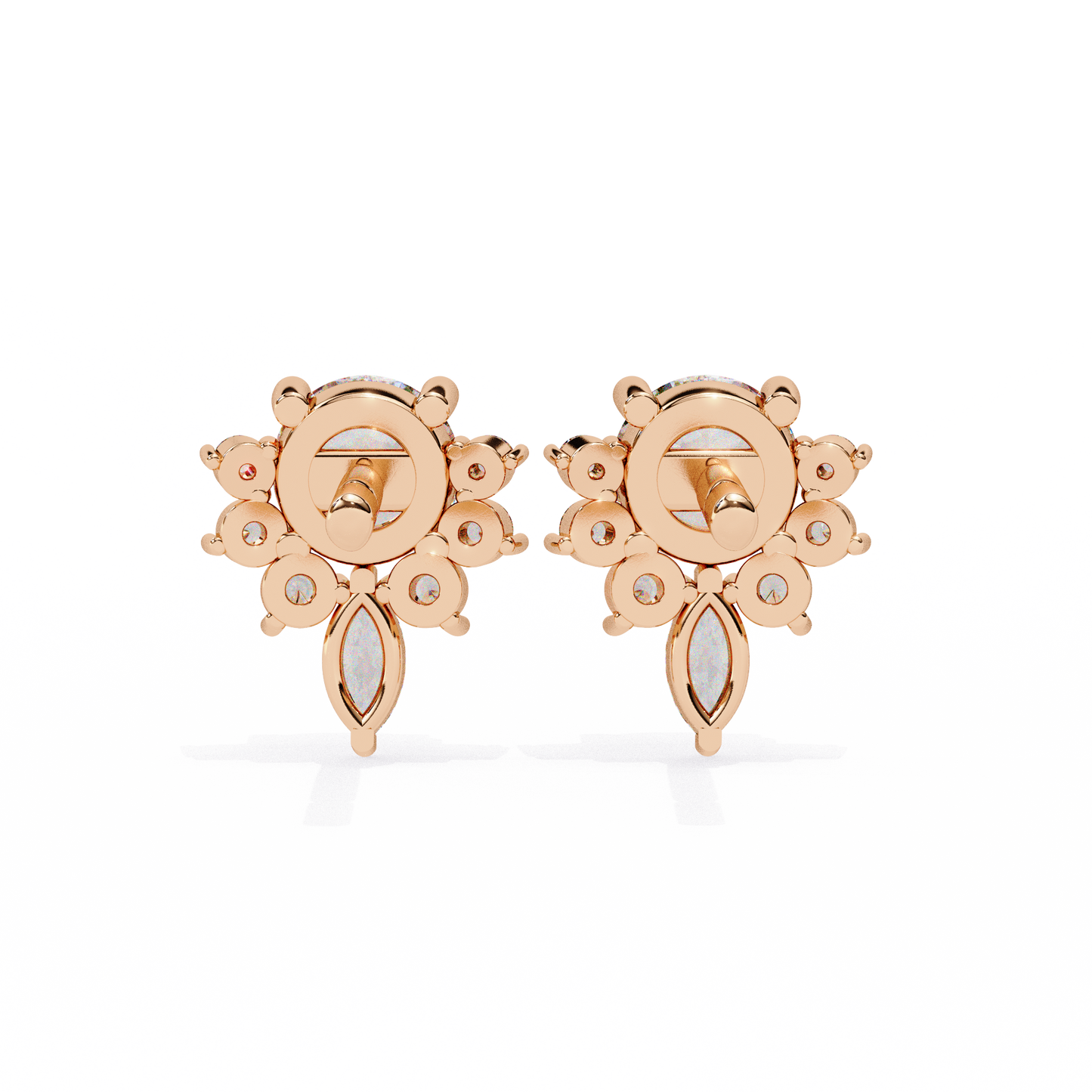 0.68 Ct Lotus Style Round Lab grown Diamond Stud Earrings