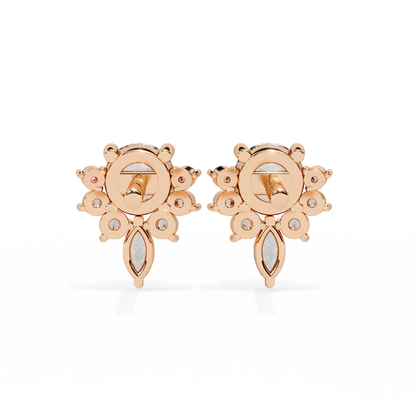 0.68 Ct Lotus Style Round Lab grown Diamond Stud Earrings