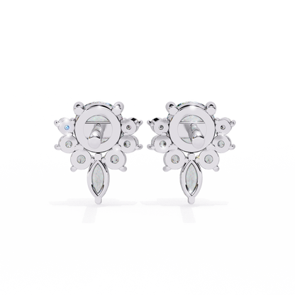 0.68 Ct Lotus Style Round Lab grown Diamond Stud Earrings